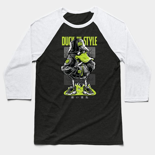 Gangster Duck Style Hip Hop Graffiti Rapper Baseball T-Shirt by anubis1986